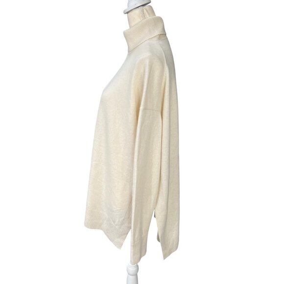 Allsaints Gala Roll Neck Sweater Cashmere Wool Blend Turtleneck Cream Size Mediu - Picture 2 of 11